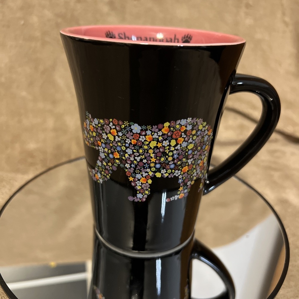 Shenandoah National Park Virginia Mug 12oz Black/Pink Floral Bear Bohemian‎